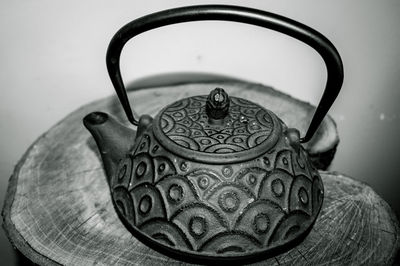 Close-up of tea cup on table