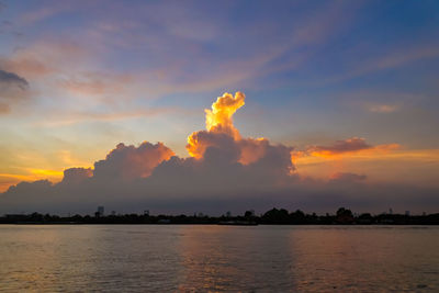 Scenic view of sea against sky at sunset