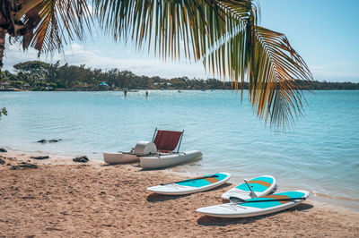 High angle view of people on beach