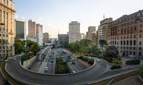 High angle view of city street