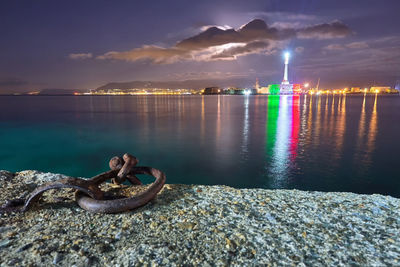 Close-up of river against sky during sunset