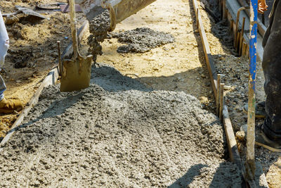 High angle view of construction site by road