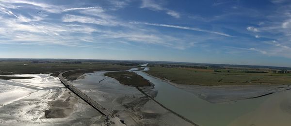 Scenic view of land against sky