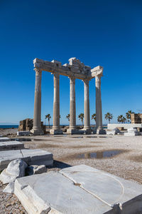 Old ruins against clear blue sky