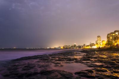 View of illuminated cityscape at night