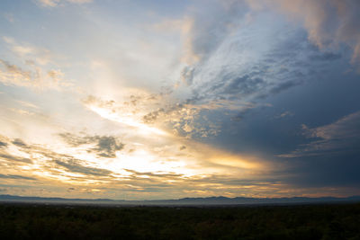 Scenic view of silhouette landscape against sky during sunset