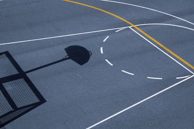 High angle view of basketball court