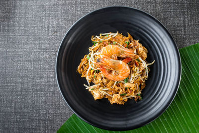 High angle view of food in bowl on table