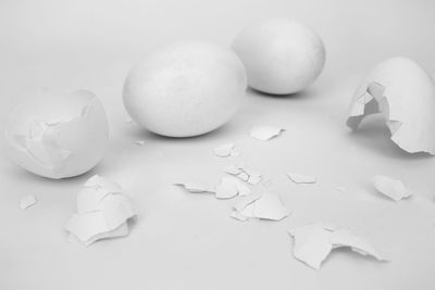 High angle view of broken glass on table