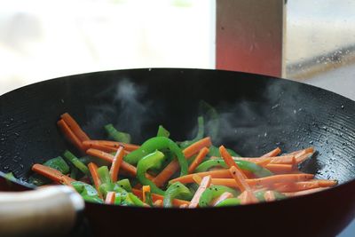 Close-up of food in cooking pan