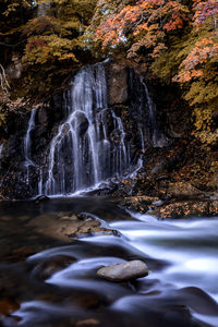 Water flowing through rocks