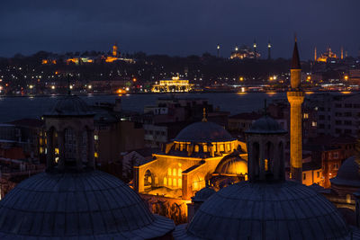 Illuminated city at night