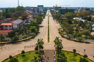 High angle view of town