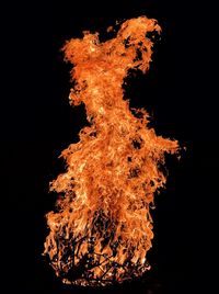 Low angle view of bonfire against black background