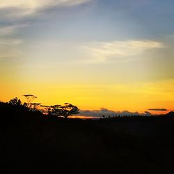 Scenic view of silhouette landscape against sky during sunset