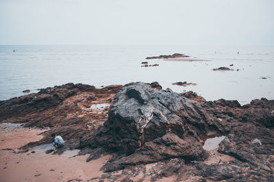 Scenic view of sea against clear sky