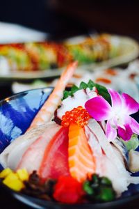 Close-up of sushi in plate