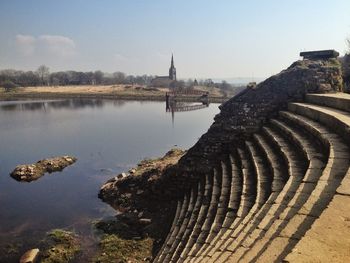 Built structure by river