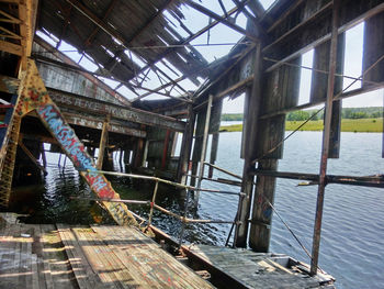 View of built structure in water