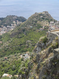 High angle view of buildings in city