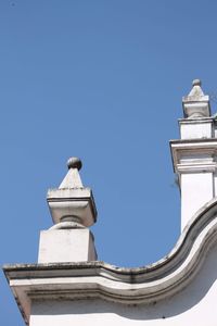 Low angle view of building against clear blue sky