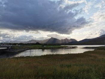 Scenic view of lake against sky