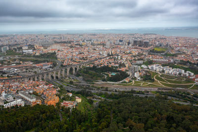 High angle view of townscape against sky