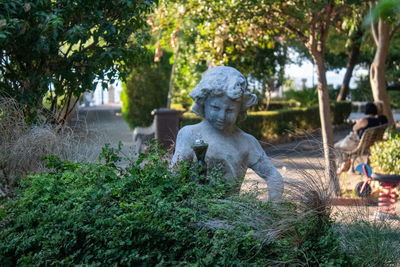 The fountain with the putto in the belvedere villa of carlentini