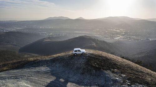 High angle view of vehicle on mountain