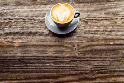 High angle view of coffee on table