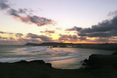 Scenic view of sea against sky during sunset