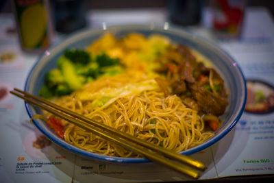 High angle view of meal served in plate