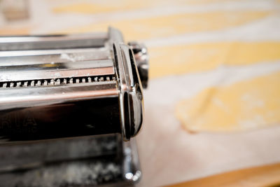 High angle view of vintage car on table