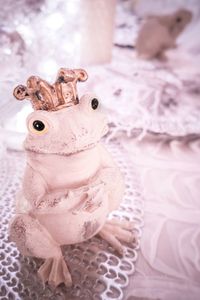 High angle view of stuffed toy on table