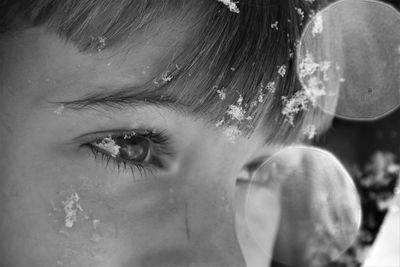 Snowlakes on child's face