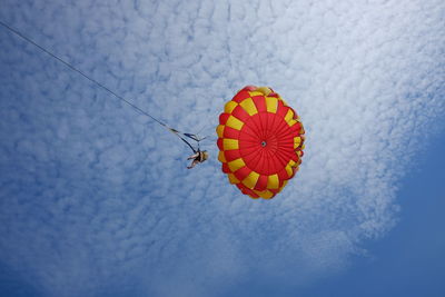 Low angle view of hot air balloon against sky