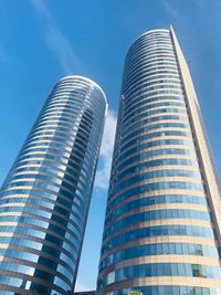 Low angle view of modern buildings against sky