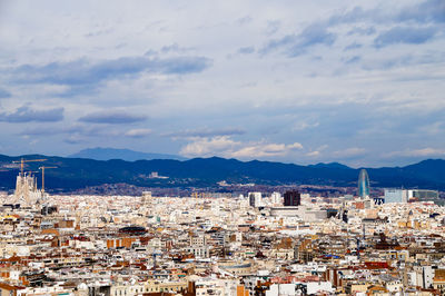 High angle view of townscape against sky