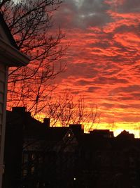 Low angle view of cloudy sky at sunset