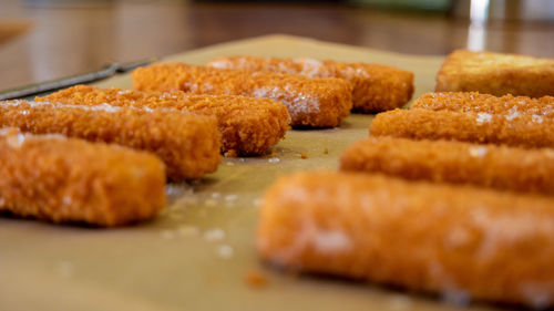 Close-up of meat on table