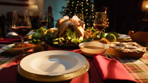 Close-up of food on table