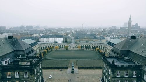 High angle view of buildings in city