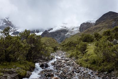 Scenic view of mountains against sky