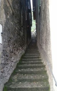 Narrow walkway leading to wall