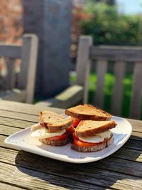 Close-up of dessert in plate on table