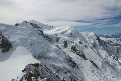 Scenic view of snow mountains against sky