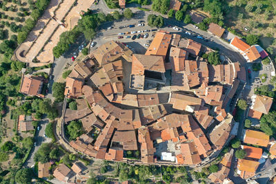 Aerial view of the medieval town of capalbio in the tuscan maremma