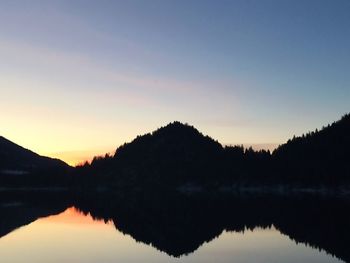 Reflection of trees in lake