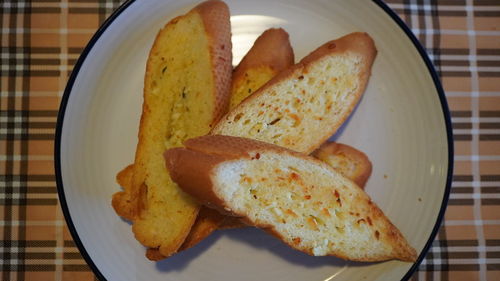 High angle view of breakfast in plate