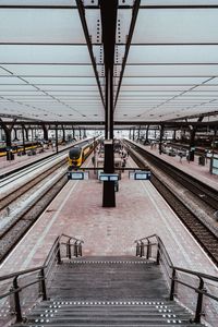 Train on railroad station platform